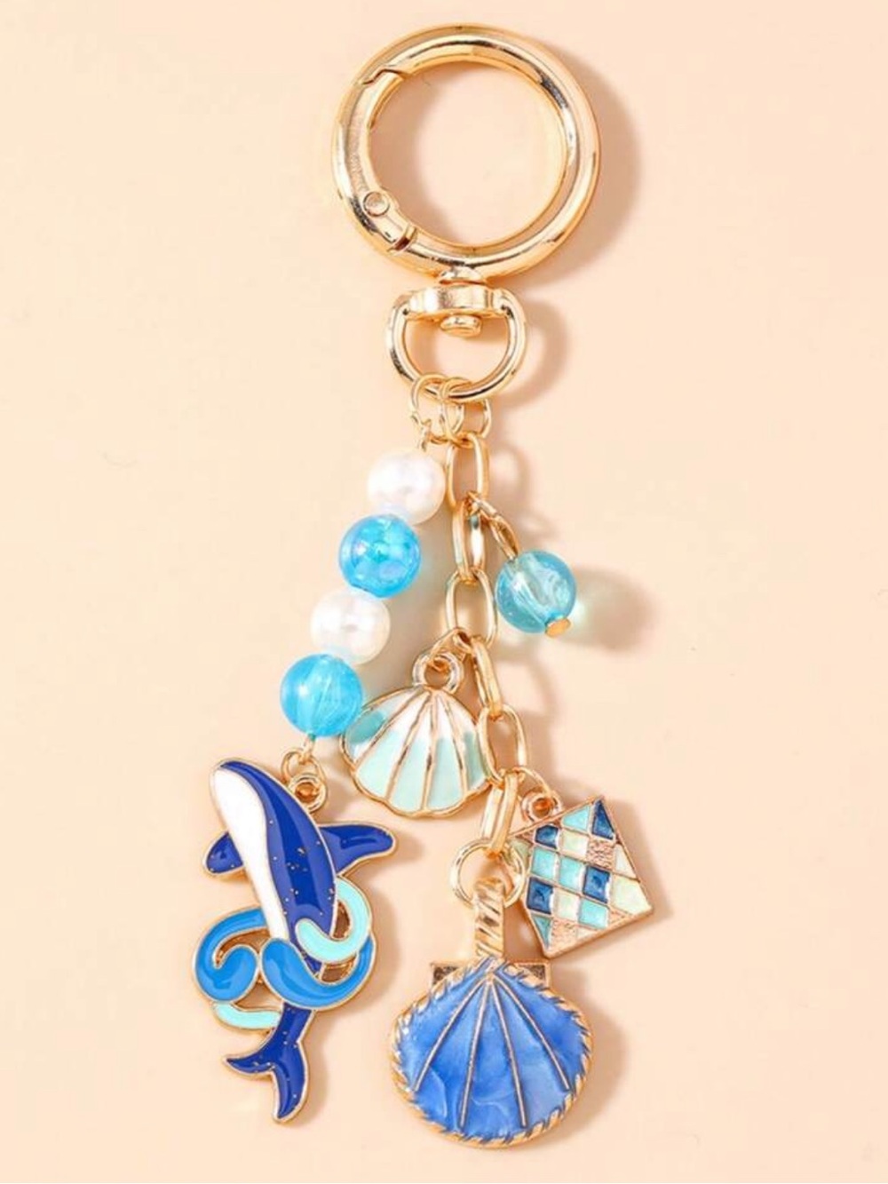 🐚NEW Blue Beachy Shell & Shark Charm/Keychain🐚